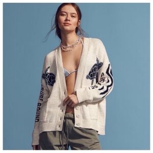 Pilcro Sand & Sea oversized Sea turtle cardigan